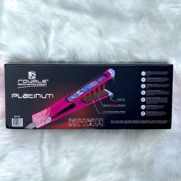 LAST 1‼️Royale Hair Straightener Royale Ceramic Flat iron Platinum genius PINK - Picture 3 of 6